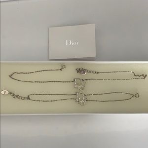 Christian Dior Silver Necklace and Bracelet Set.